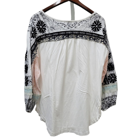 Free People Women's Tripoli Top Blouse Blush Combo Size XS White Excellent Cond. - Picture 6 of 10